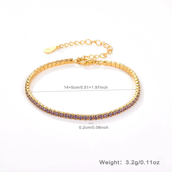 Women 925 Sterling Silver Geometric Tennis Chain Zircon Necklace With Electroplating
