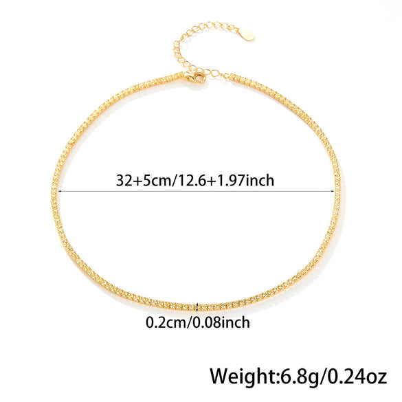 Women 925 Sterling Silver Geometric Tennis Chain Zircon Necklace With Electroplating