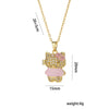Women Sweet Cute Bear Pendant Necklace Titanium Steel Animal Pattern Cross Chain Set With Diamonds Electroplated In Vacuum Furnace