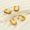 Women 316L Stainless Steel U Shaped Geometric Diamond Earrings With 18K Vacuum Plating And Electroplating Treatment