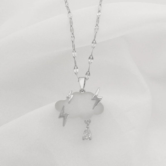 Women's Accessories Copper Pendant Stainless Steel Necklace With Cloud Lightning Design And Electroplating