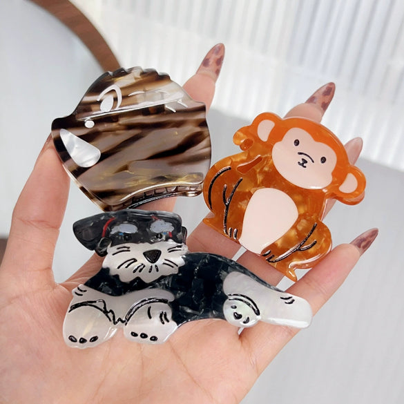 Women's Acetic Acid Hair Accessories Handmade Little Monkey Head Clip