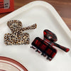 Women's Acetic Acid Hair Grab Clip With Red Plaid And Leopard Print Baking Paint Process