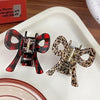 Women's Acetic Acid Hair Grab Clip With Red Plaid And Leopard Print Baking Paint Process