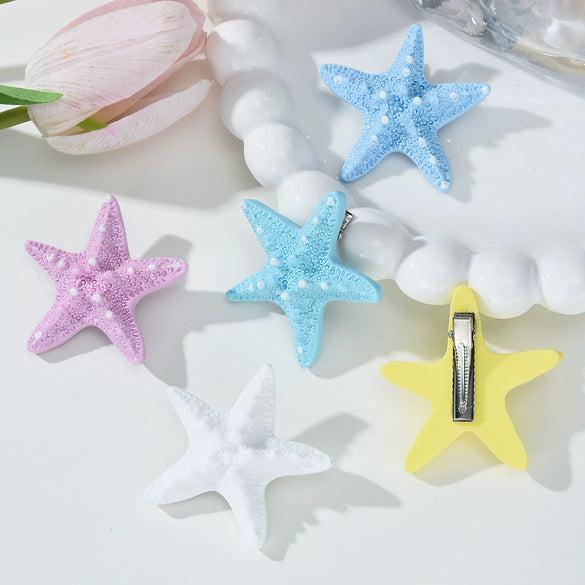 Women's Acetic Acid Starfish Duckbill Clip Hairpin Sweet Style Glued