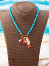 Women's Acrylic Beaded Pendant Necklace With Electroplated Zinc Alloy Animal And Zodiac Charms
