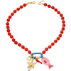 Women's Acrylic Beaded Pendant Necklace With Electroplated Zinc Alloy Animal And Zodiac Charms