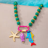 Women's Acrylic Beaded Pendant Necklace With Electroplated Zinc Alloy Animal And Zodiac Charms