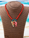 Women's Acrylic Beaded Pendant Necklace With Electroplated Zinc Alloy Animal And Zodiac Charms