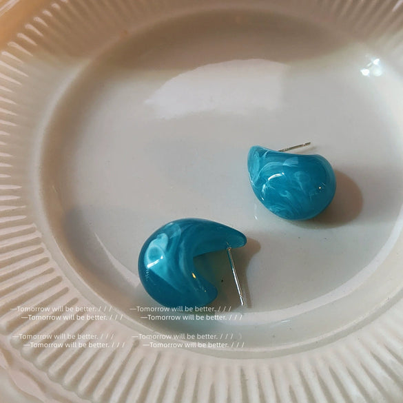 Women's Acrylic Drop Shaped Earrings In Fresh Blue Candy Color With Electroplated Geometric Fashion Style Ear Jewelry