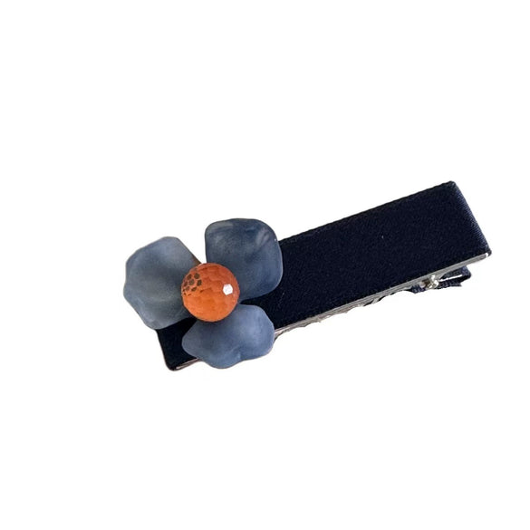 Women's Acrylic Duckbill Hairpin With Blue Flower Pattern And Baking Paint Finish