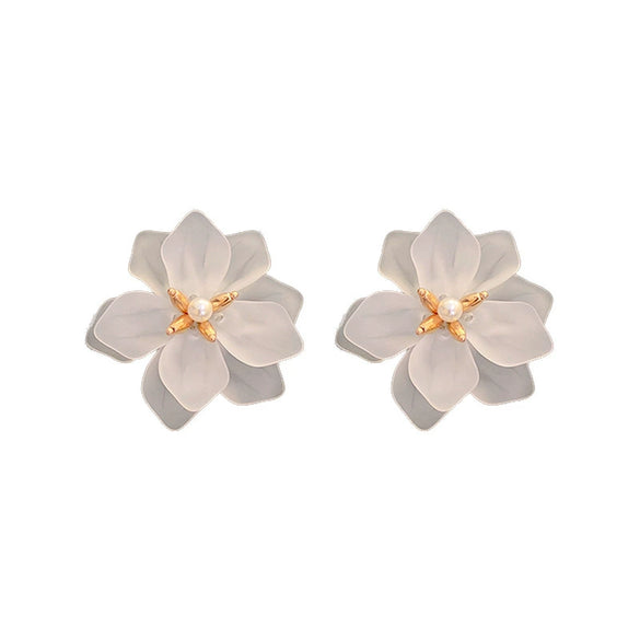 Women's Acrylic Flower And Feather Tassel Earrings Geometric Electroplated Statement Dangle Earrings Street Fashion Jewelry