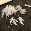 Women's Acrylic Flower And Feather Tassel Earrings Geometric Electroplated Statement Dangle Earrings Street Fashion Jewelry