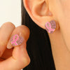 Women's Acrylic Geometric And Heart Shape Dripping Oil Earrings