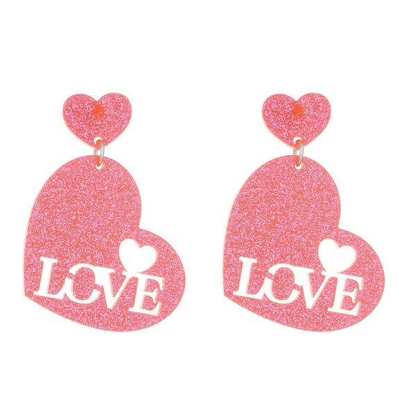 Women's Acrylic Geometric And Heart Shape Dripping Oil Earrings