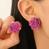 Women's Acrylic Geometric And Heart Shape Dripping Oil Earrings