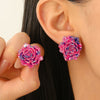 Women's Acrylic Geometric And Heart Shape Dripping Oil Earrings