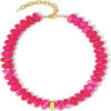 Women's Acrylic Geometric Bead Necklace With Stainless Steel Pendant Ball Chain And Handmade Beading Adjustable Choker