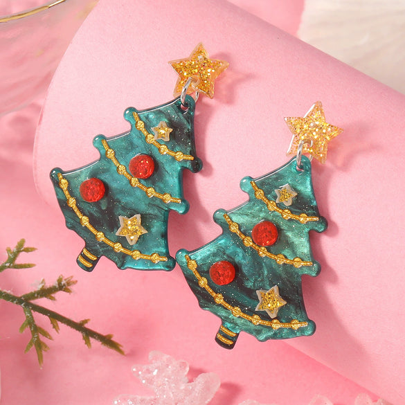 Women's Acrylic Geometric Christmas Tree Fashion Festival Earrings