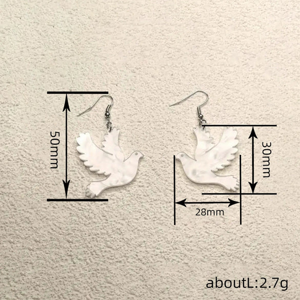 Women's Acrylic Glitter Pigeon Earrings Fashionable Elegant Style
