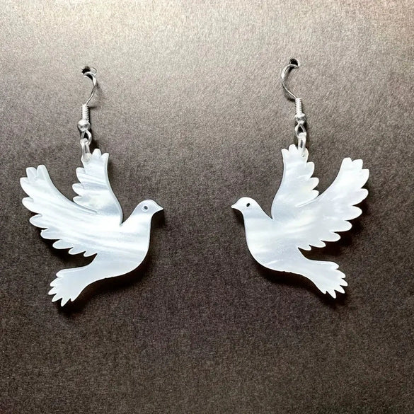 Women's Acrylic Glitter Pigeon Earrings Fashionable Elegant Style
