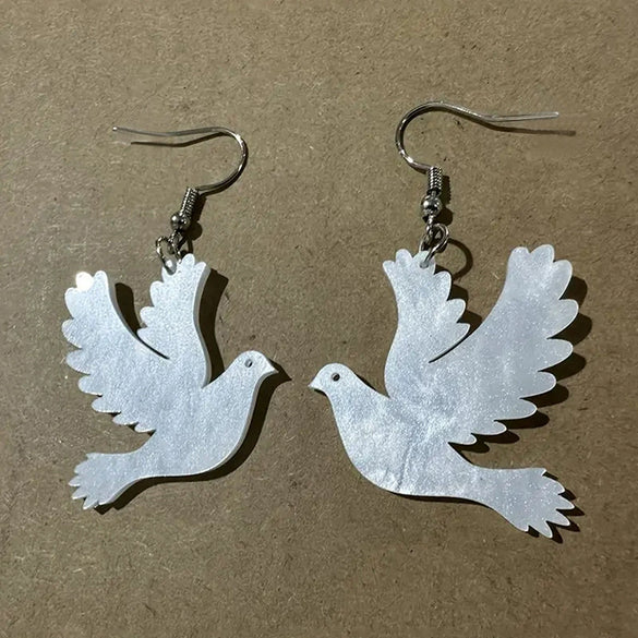 Women's Acrylic Glitter Pigeon Earrings Fashionable Elegant Style
