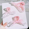 Women's Acrylic Gradient Pink Bow Headwear Set With Baking Paint Process Grab Clip And Shark Clip Included