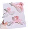 Women's Acrylic Gradient Pink Bow Headwear Set With Baking Paint Process Grab Clip And Shark Clip Included