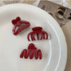 Women's Acrylic Hairpin Small Grab Clip Angora Red Paint Design Headwear