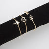 Women's Adjustable Alloy Bracelet Set With Leaf Coconut Tree And Cat Head Charms Gold Plated Electroplated With Artificial Gemstones