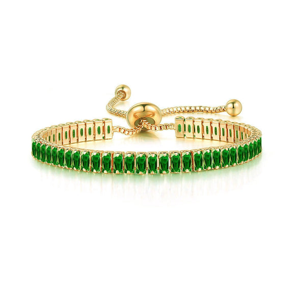 Women's Adjustable Birthstone Bracelet Zircon Geometric Fashion Jewelry Accessories