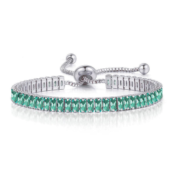 Women's Adjustable Birthstone Bracelet Zircon Geometric Fashion Jewelry Accessories