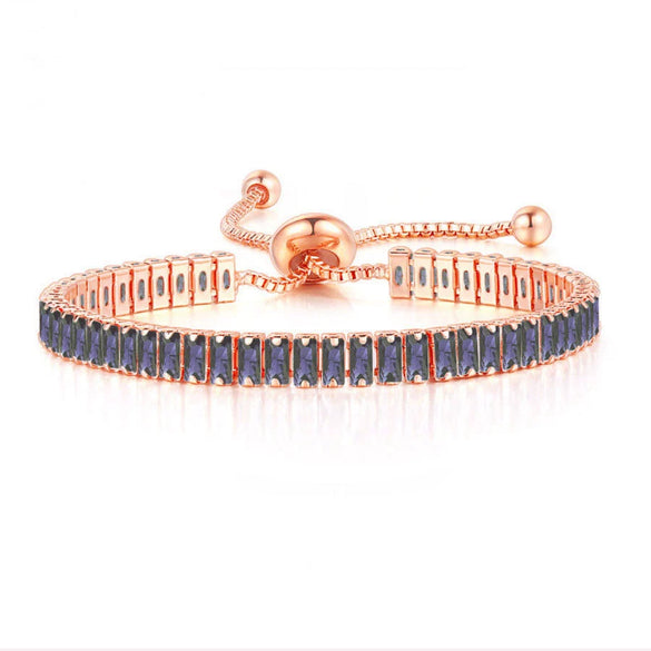 Women's Adjustable Birthstone Bracelet Zircon Geometric Fashion Jewelry Accessories