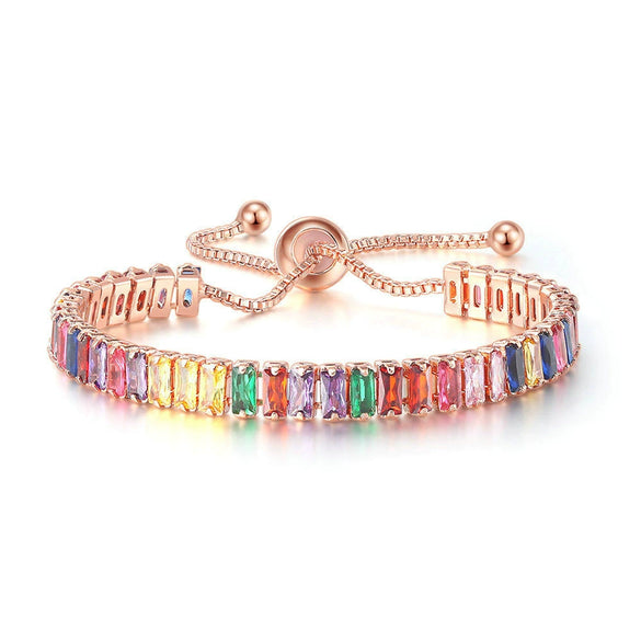 Women's Adjustable Birthstone Bracelet Zircon Geometric Fashion Jewelry Accessories