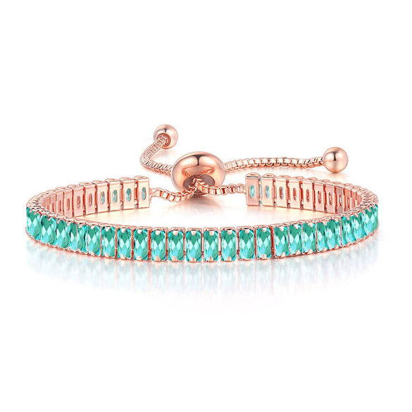 Women's Adjustable Birthstone Bracelet Zircon Geometric Fashion Jewelry Accessories