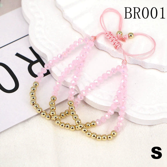 Women's Adjustable Braided Crystal Glass Beaded Bracelet Geometric Ins Style Fashion Bracelet