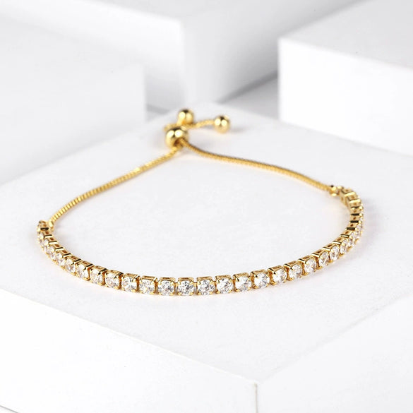 Women's Adjustable Color Zircon Geometric Style Highend Temperament Nonfading Crystal Bracelet For Women