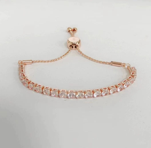 Women's Adjustable Copper Bracelet With Zircon Inlay And Letter Text Design Simple Elegant Jewelry