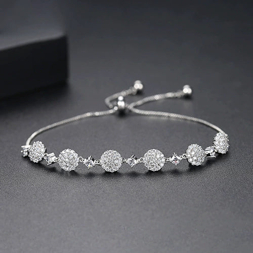Women's Adjustable Copper Bracelet With Zircon Inlay Geometric Design And Electroplated Finish Wholesale Jewelry