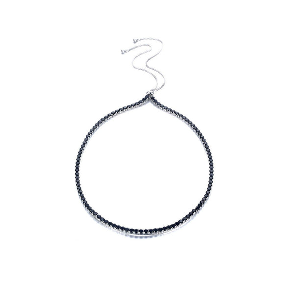 Women's Adjustable Copper Collar Necklace With Geometric Zircon Pendant Simple Natural Style Bamboo Chain Statement Jewelry