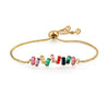 Women's Adjustable Copper Crystal And Zircon Geometric Bracelet With Electroplated Colorful Diamond Style