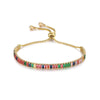 Women's Adjustable Copper Crystal Zircon Bracelet With Colorful Geometric Glass Inlay