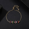 Women's Adjustable Copper Crystal Zircon Bracelet With Geometric Micro Inlay Design Natural Style