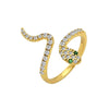 Women's Adjustable Copper Snake Shaped Open Ring With Zircon Electroplated Animal Zodiac Style