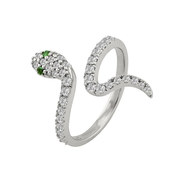 Women's Adjustable Copper Snake Shaped Open Ring With Zircon Electroplated Animal Zodiac Style