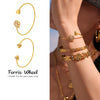 Women's Adjustable Ferris Wheel Open Bracelet With Full Diamond Zircon Flower Stainless Steel Electroplated Design