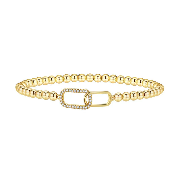 Women's Adjustable Geometric Beaded Bracelet With Electroplated Metal Pendant Simple Elegant Fashion Jewelry