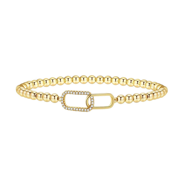 Women's Adjustable Geometric Beaded Bracelet With Electroplated Metal Pendant Simple Elegant Fashion Jewelry