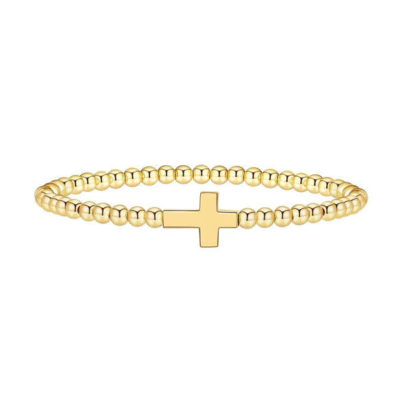 Women's Adjustable Geometric Beaded Bracelet With Electroplated Metal Pendant Simple Elegant Fashion Jewelry