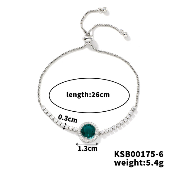 Women's Adjustable Geometric Bright Star Bracelet In Environmentally Friendly Copper With Colorful Zirconia Accents